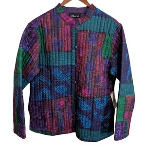 Vintage Phool Jacket Womens Med Quilted Reversible Button Patchwork Wearable Art